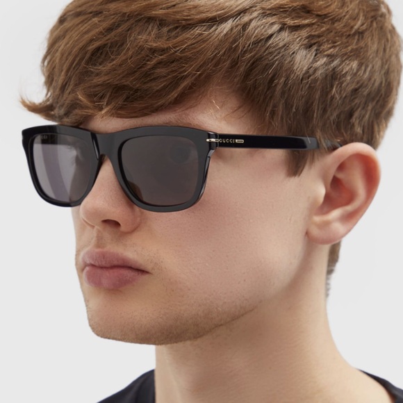 NEW GUCCI GG1444S 001 SQUARE BLACK GREY MEN SUNGLASSES GUCCI - Picture 1 of 12